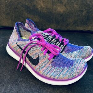 Nike Womens Free RN Flyknit Shoes Purple 831070-500 Running Sneakers Size 7.5